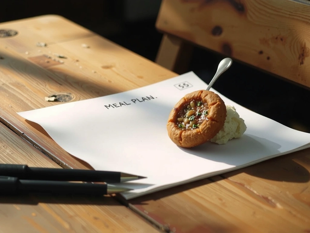 Handgeschriebener Essensplan auf Holztisch